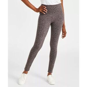 Style & Co. Gray Leopard Print High Rise Leggings Women’s Large Macy’s Exclusive